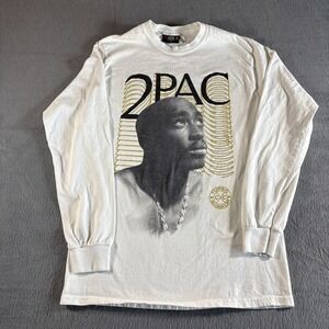 Tupac Shakur Cross ColorsHip Hop Long Sleeve Shirt Size Medium White - PreOwned
